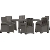 vidaXL Tuin Eettafel Set 7 st Lichtgrijs PP
