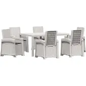 vidaXL Tuin Eettafel Set 7 st Wit en antracietkleurig PP