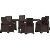 vidaXL Tuin Eettafel Set 7 st Bruin en lichtgrijs PP