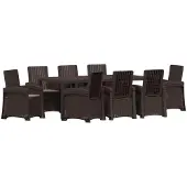 vidaXL Tuin Eettafel Set 9 st Bruin en lichtgrijs PP