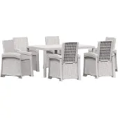 vidaXL Tuin Eettafel Set 7 st Wit en Lichtgrijs PP