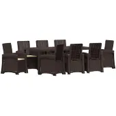 vidaXL Tuin Eettafel Set 9 st Bruin en crèmekleurig PP