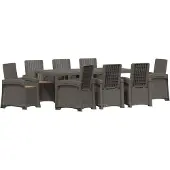 vidaXL Tuin Eettafel Set 9 st Lichtgrijs en Taupe PP