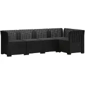 vidaXL 5-Zits Tuinbank met Kussens Rattanlook PP Antraciet