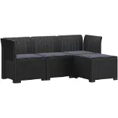 vidaXL 4-Zitter Tuin Sofa met Kussens Rattan Look PP Antraciet