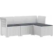 vidaXL 4-Zitter Tuin Sofa met Kussens Rattan Look PP Wit