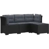 vidaXL 4-Zitter Tuin Sofa met Kussens Rattan Look PP Antraciet