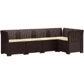 vidaXL 5-Zits Tuinbank met Kussens Rattanlook PP Bruin