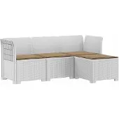 vidaXL 4-Zitter Tuin Sofa met Kussens Rattan Look PP Wit