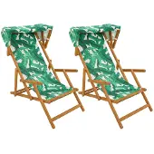 vidaXL Ligstoel 2 pcs 3 Positie massief eucalyptushout Bladpatroon