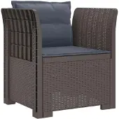 vidaXL Eén-zits Fauteuil met Kussens Rieten Look PP Lichtgrijs