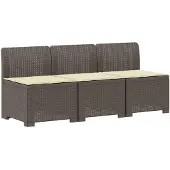 vidaXL 3-Zits Tu bank met Kussens Rattan Look 3-zits PP Lichtgrijs