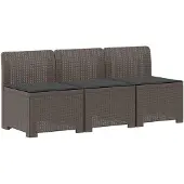 vidaXL 3-Zits Tu bank met Kussens Rattan Look 3-zits PP Lichtgrijs