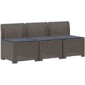 vidaXL 3-Zits Tu bank met Kussens Rattan Look 3-zits PP Lichtgrijs