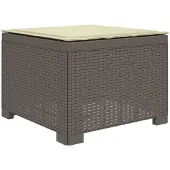 vidaXL Eén-zits Tuin Sofa met Kussen Rieten Look PP Lichtgrijs