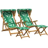 vidaXL Ligstoel 4 pcs 3 Positie massief eucalyptushout Bladpatroon