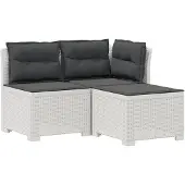 vidaXL 3-Zits Tu bank met Kussens Rattan Look 3-zits PP Wit