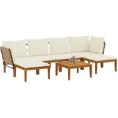 vidaXL 7 st Massief acaciahout & touw Naturel