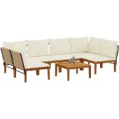 vidaXL 7 st Massief acaciahout & touw Naturel