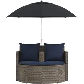 vidaXL Tuin Sofa 8 st poly rattan Grijs en Marineblauw