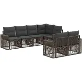 vidaXL Tuinset met 7 zitplaatsen, grijs en donkergrijs