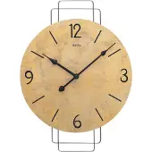 AMS W9689 - Wandklok - Analoog - Overig - Hout - Metaal - Cijfers/Strepen - Geel/Goudkleurig - Zwart