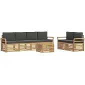 vidaXL Tuinset met 7 zitplaatsen, wit en antraciet, polyester