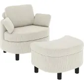 HOMCOM Armchair-Polyester-85,5L x 69B x 78H cm-Cremeweiß
