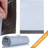 Rosfix Verzendzak 250x350 mm - Wit LDPE Zelfklevend - 50 Μm, 100 Stuks, Zwart Binnen