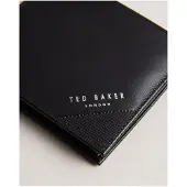 Ted Baker Prugs Heren Gegraveerde Hoek Leren Bifold Munt Portemonnee