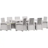 vidaXL Tuin Eettafel Set 9 st Wit en crèmekleurig PP