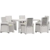 vidaXL Tuin Eettafel Set 7 st Wit en crèmekleurig PP
