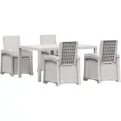 vidaXL Tuin Eettafel Set 5 st Wit en Lichtgrijs PP
