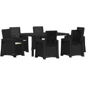 vidaXL Tuin Eettafel Set 7 st Antraciet- en crèmekleurig PP