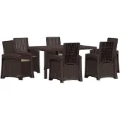 vidaXL Tuin Eettafel Set 7 st Bruin en Taupe PP