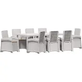 vidaXL Tuin Eettafel Set 9 st Wit en Taupe PP