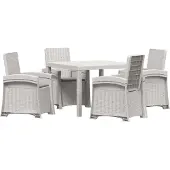 vidaXL Tuin Eettafel Set 5 st Wit en Lichtgrijs PP