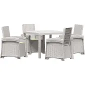 vidaXL Tuin Eettafel Set 5 st Wit en crèmekleurig PP