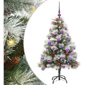vidaXL Kunstkerstboom Groen en wit 120 cm PVC en Metaal en Plastic