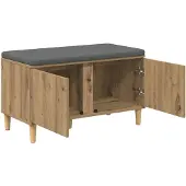 vidaXL Schoenbank met kussen Artisanaal eiken 80 x 38 x 46 cm