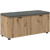 vidaXL Schoenbank met kussen Artisanaal eiken 100 x 38 x 46 cm