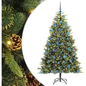 vidaXL Kunstmatige Scharnierende Kerstboom met Kegels Groen 180 cm