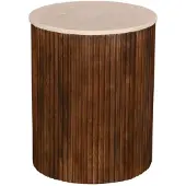 Giga Meubel Bijzettafel Davi Marmer Donkerbruin Rond 45cm