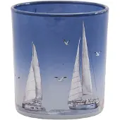 Clayre & Eef Waxinelichthouder Blauw Glas