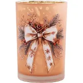 Clayre & Eef Waxinelichthouder Ø 12x18 cm Bruin Glas