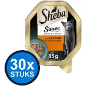 Sheba 30x - Sauce Collection Kalkoen in Witte Saus - Kattenvoer Natvoer - 85 g