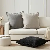 vidaXL Kussensloop 2 st HOUTEN Donkergrijs 70 x 70 cm Chenille Stof
