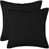 vidaXL Kussensloop 2 pcs HOUTEN Zwart 80 x 80 cm Bouclé