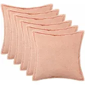 vidaXL Kussensloop 6 pcs HOUTEN Roze 80 x 80 cm Bouclé