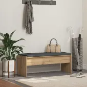 vidaXL Schoenbank met kussen Artisanaal eiken 103 x 38 x 40 cm